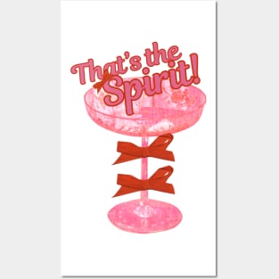 That’s the Spirit! Coquette Cocktail Glass with Red Bows – Playful Vintage Aesthetic Posters and Art